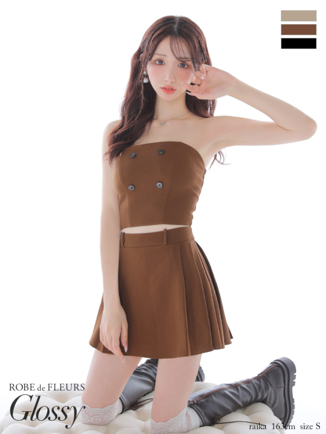 XSサイズあり】シャツオフショルデザインフロントボタンフレアミニ