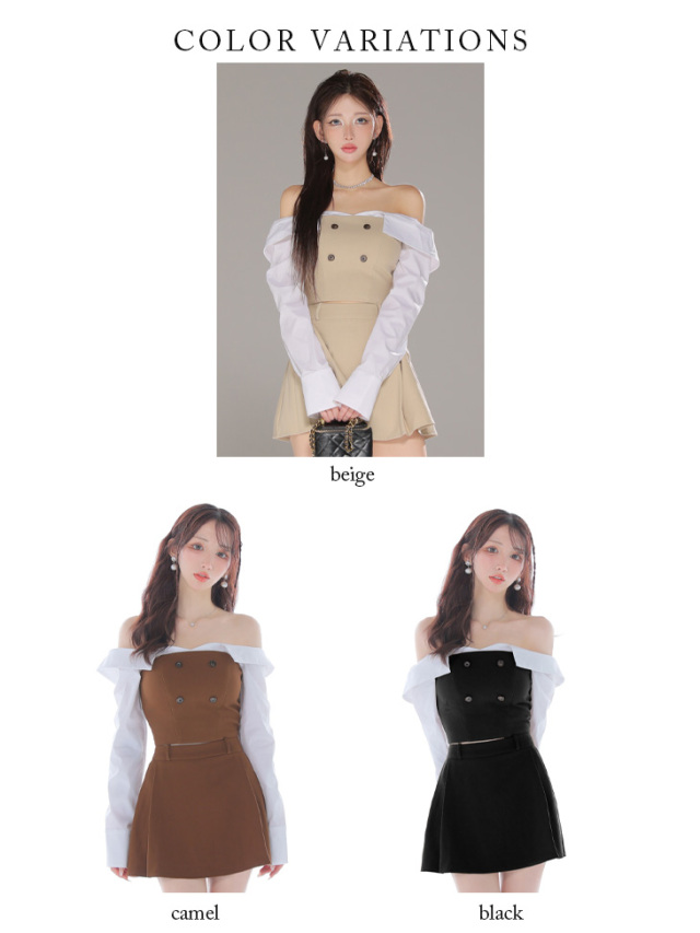 XSサイズあり】シャツオフショルデザインフロントボタンフレアミニ