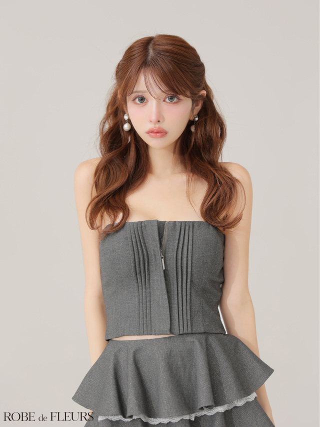 ラメツイルフリルセットアップフレアミニキャバドレス(fm4328)