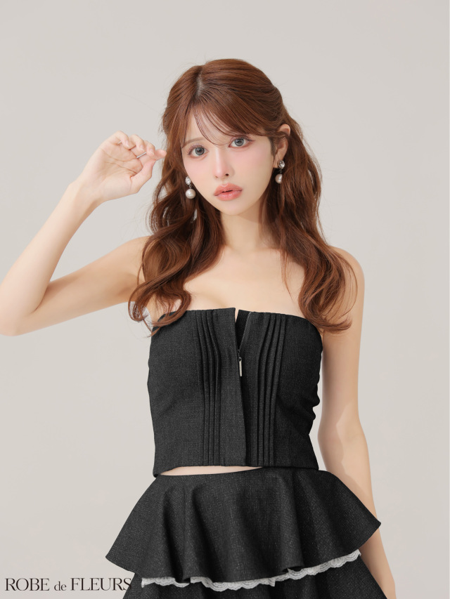 ラメツイルフリルセットアップフレアミニキャバドレス(fm4328)