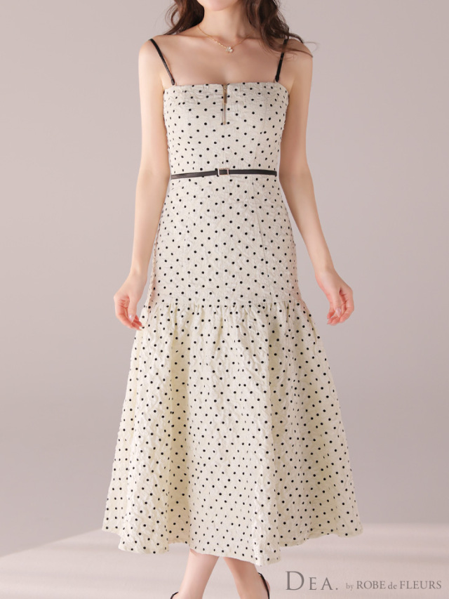 Khadi and Co. /ローブドレス  stripe×花型ドット Khadi and Co. /ローブドレス stripe×花型ドット