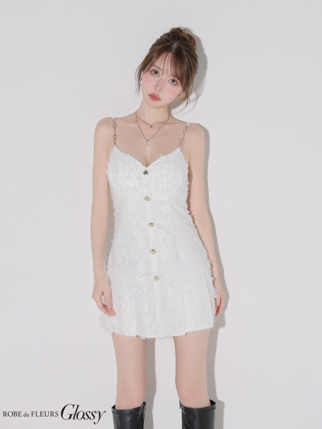 フリンジジャガードキャミミニキャバドレス(GL4337)