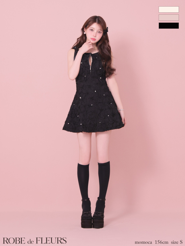 XS〜Lサイズあり】フラッフィーフラワービジューミニキャバ