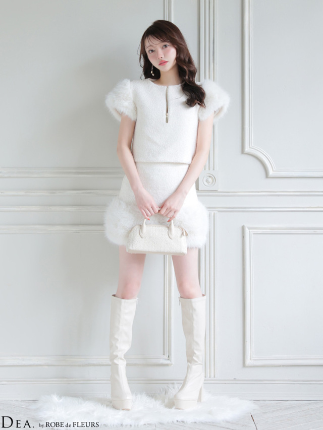 robe de fleurs ドレス　M セットアップ　ホワイト ROBE de FLEURS】 ホワイト レース ミニドレス キャバドレス M robe de