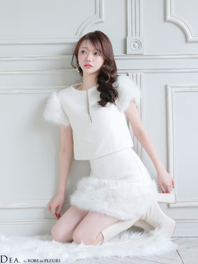 XSサイズあり】ブークレニットツイードセットアップタイトミニキャバ