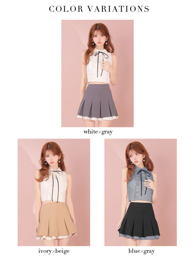 PING フリルポロシャツ　プリーツスカート　セットアップサイズM 春夏　可愛い ガールズ ポロシャツ スカート セットアップ 女の子 ガーリー 上品