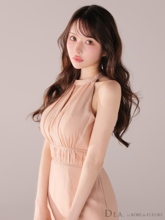 リボンの様な斬新でオシャレなデザインのオフショル ドレス XS～Lサイズあり】オーガンジーサテンホルターロングキャバ