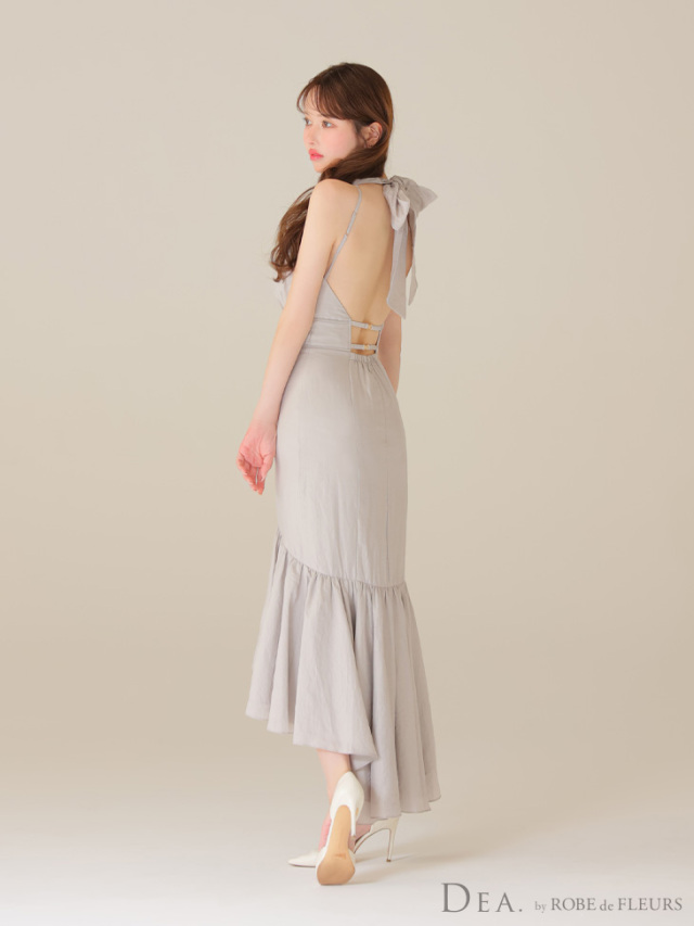 XS～Lサイズあり】オーガンジーサテンホルターロングキャバ