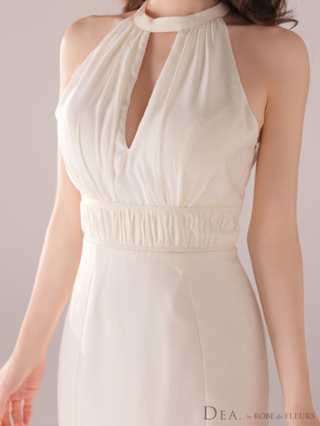 XS～Lサイズあり】オーガンジーサテンホルターロングキャバドレス(DE4611)