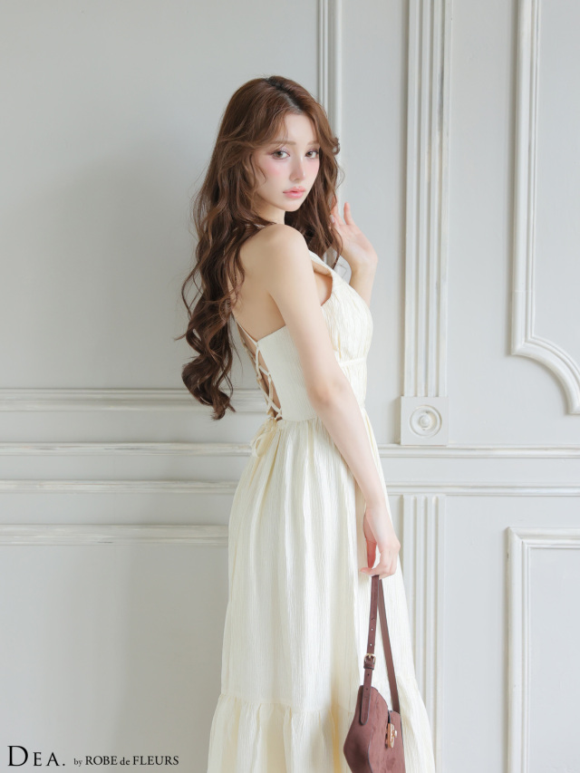 S～Lサイズあり】ホルターネックサテンティアードフレアロングキャバ