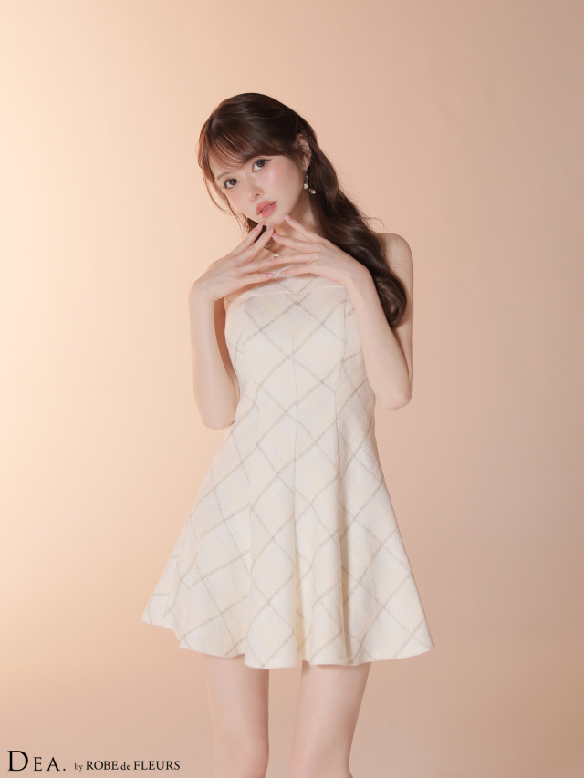 ⭐️土日限定セール⭐️ 極美品　ソブレ　SOBRE　キャバドレス　ノースリーブ　千鳥 ツイードチェックノースリーブフレアミニキャバドレス(DE4620)