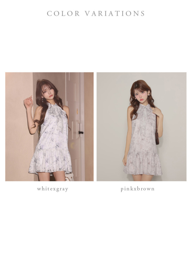 XSサイズあり】Ribbon Tucked Mini Dress(LF4625)