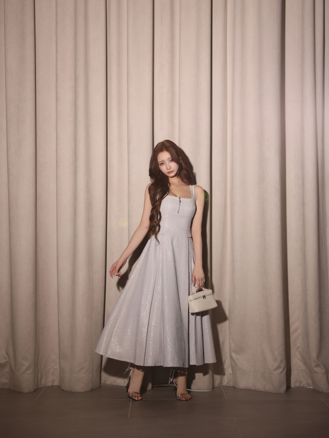 Lサイズあり】charmer jacquard back ribbon long dress(LF4635)