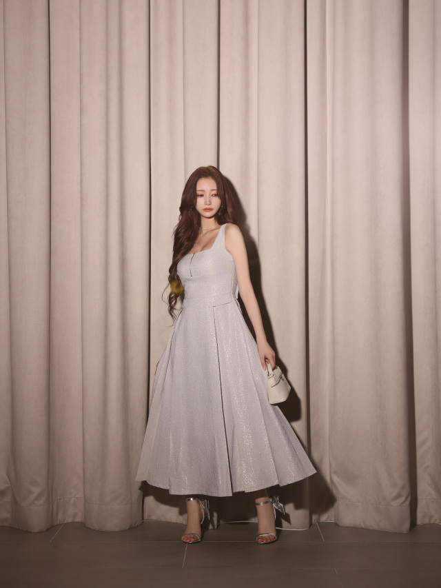 Lサイズあり】charmer jacquard back ribbon long dress(LF4635)