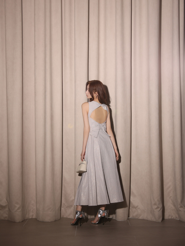 Lサイズあり】charmer jacquard back ribbon long dress(LF4635)