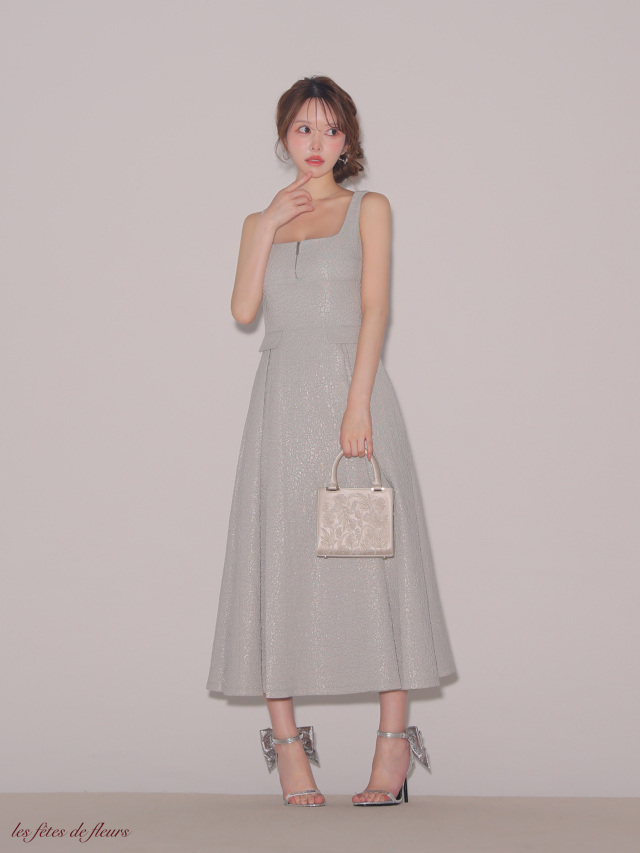 Lサイズあり】charmer jacquard back ribbon long dress(LF4635)