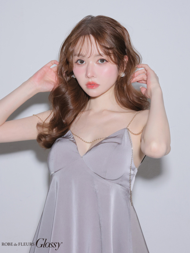 XSサイズあり】チェーンサテンセットアップミニキャバドレス (GL4640)