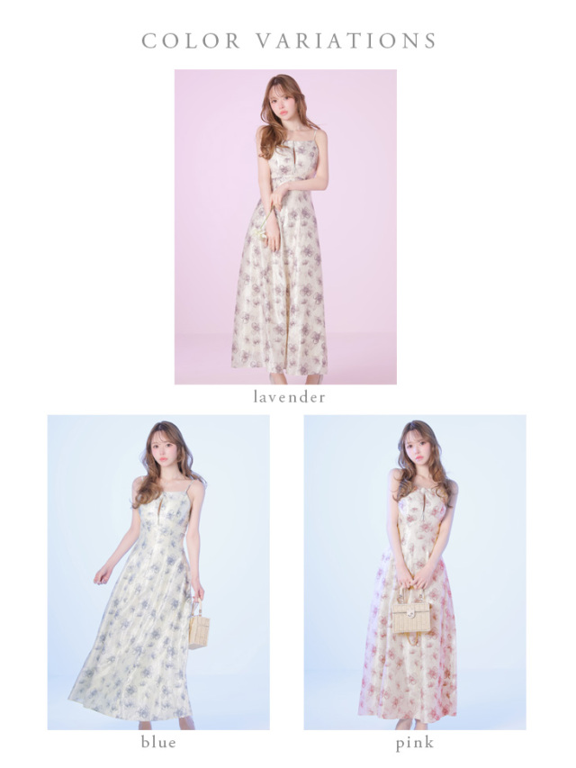 XS～Lサイズあり】バックオープンフラワーサテンフレアロングキャバ