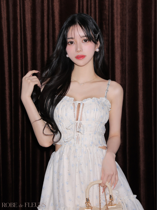 XSサイズあり】フラワスタッズリボンフレアミニキャバドレス (fm4647)