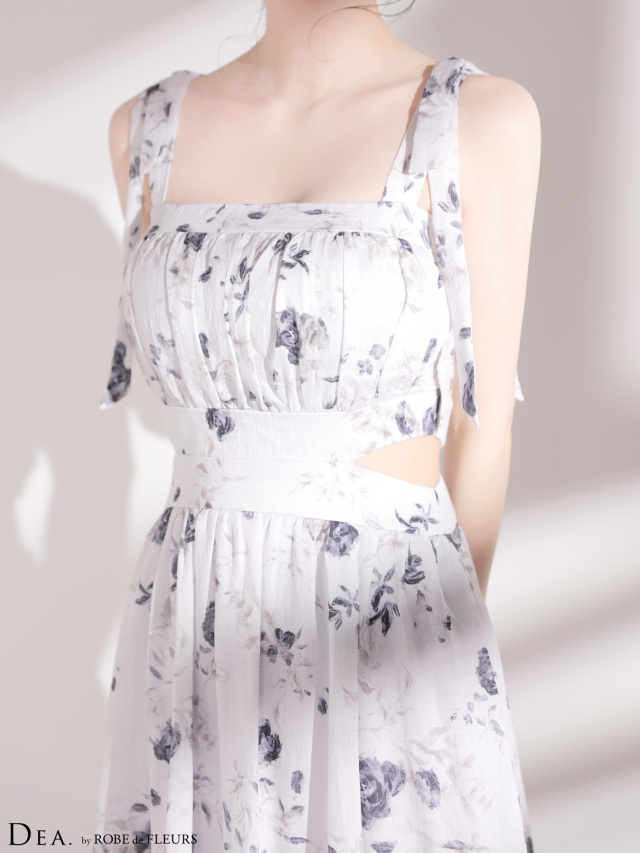 DEA. by ROBE de FLEURS／キャバドレス ロングドレス XS〜Lサイズあり】フラワーシフォンティアードロングキャバ
