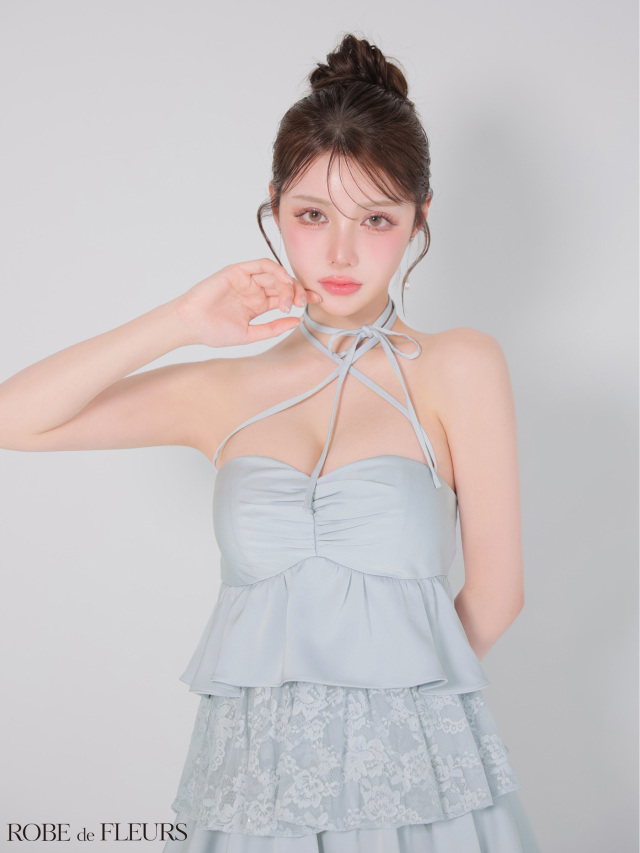 XSサイズあり】スパンコールレースティアードフリルミニキャバドレス