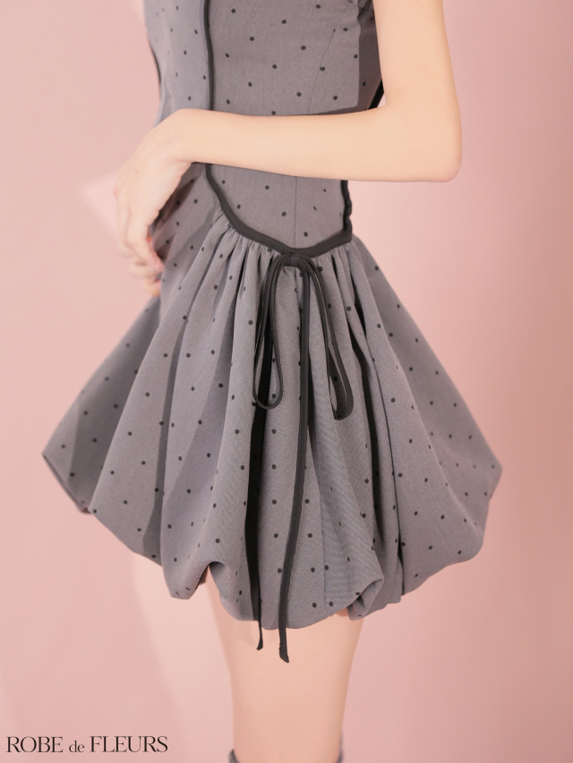 XSサイズあり】ドット柄バルーンミニキャバドレス (fm4702)