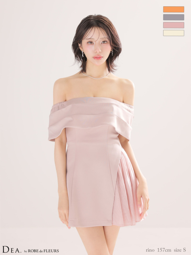 XS〜Lサイズあり】サテンプリーツドレープミニキャバドレス (DE4901)