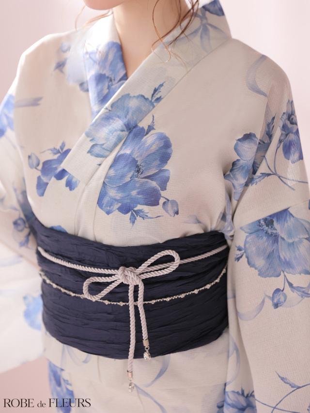 浴衣】ROBE de FLEURS Ribbon Sleeve Flower Yukata（fm4910）