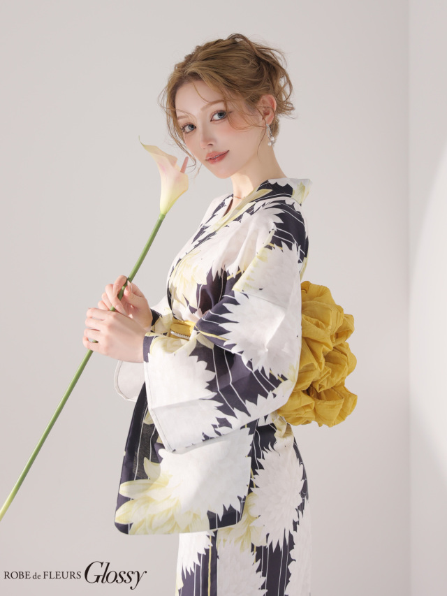 浴衣】ROBE de FLEURS Glossy Modern Dahlia Yukata (GL5414)