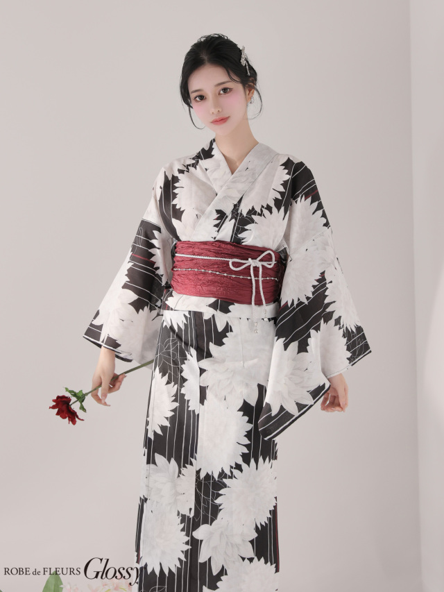 浴衣】ROBE de FLEURS Glossy Modern Dahlia Yukata (GL5414)