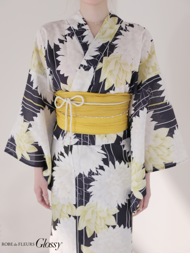 浴衣】ROBE de FLEURS Glossy Modern Dahlia Yukata (GL5414)