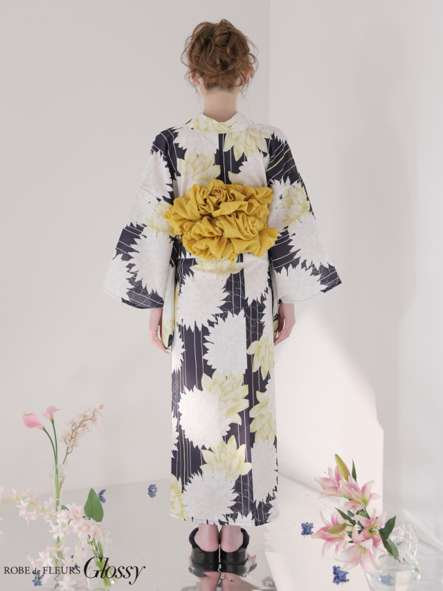 浴衣】ROBE de FLEURS Glossy Modern Dahlia Yukata (GL5414)