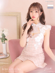 【XS～Lサイズあり】立体フラワーモチーフ×スカートパンツセットアップキャバドレス(fm1903)