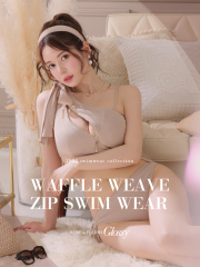 Waffle weave zip swim wear(GL2608)【返品不可】