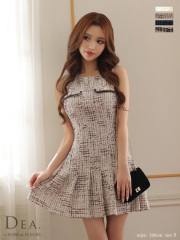 ★予約商品★【5月上旬頃入荷予定】【XSサイズあり】ラメツイード×プリーツミニキャバドレス(DE2940)