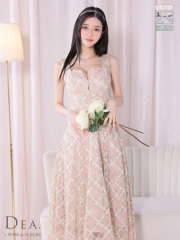 【Lサイズあり】バストシッパーノースリーブ刺繍レースロングキャバドレス(DE3262)