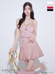 【XSサイズあり】センターリボン2wayフレアミニキャバドレス(fm3351)