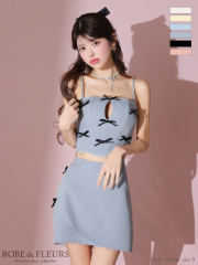 【XSサイズあり】ミニリボンバストカットセットアップタイトミニキャバドレス(fm3367)