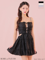 【XSサイズあり】シャーリングサテンウエストスリットフレアミニキャバドレス(fm3377)