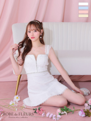 【XSサイズあり】肩レース×ウエストビジューフレアミニキャバドレス(fm3425)