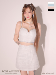 【XSサイズあり】ビジューチェーン付きラメシフォンセットアップタイトミニキャバドレス(fm3434)