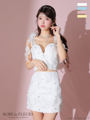 【XSサイズあり】フラワーレースオーガンジーフリルミニキャバドレス(fm3448)