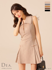 ★予約商品★【5月上旬頃入荷予定】【XS～Lサイズあり】スエードジップカラーフレアミニキャバドレス(DE3458)