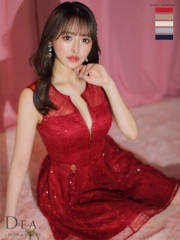 【XS～Lサイズあり】チェック柄刺繍レースフレアミニキャバドレス(DE3502)/wine red