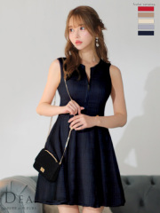 【XS～Lサイズあり】チェック柄刺繍レースフレアミニキャバドレス(DE3502)/navy