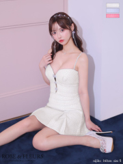 【XSサイズあり】フロントビジューチェックツイードキャミミニキャバドレス(fm3561)