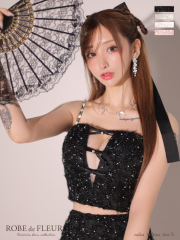 【XSサイズあり】フェザーレースミニリボンセットアップミニキャバドレス(fm3729)