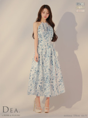 ★予約商品★【8月上旬入荷予定】【XS～Lサイズあり】花柄ホルターネックフレアロングキャバドレス(DE3783)