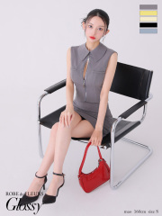 【XSサイズあり】バックオープンフロントジップタイトセットアップミニキャバドレス(GL3925)