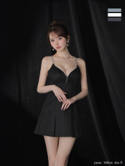 ★予約商品★【12月下旬頃入荷予定】【XSサイズあり】ジップキャミフレアミニキャバドレス(GL3963)